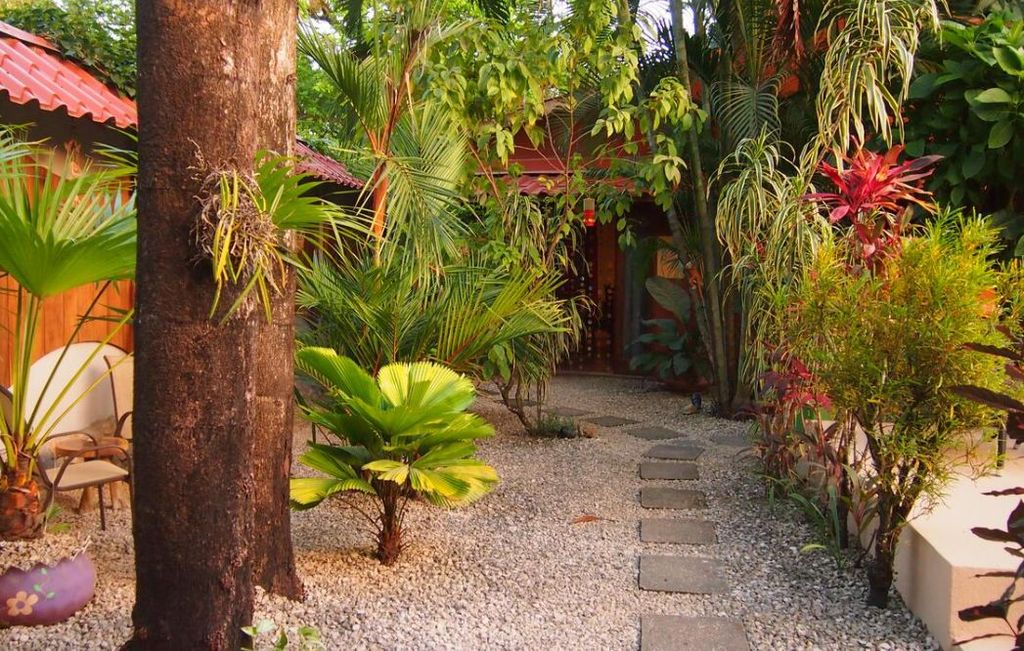 Cement steps of Hotel Las Palmas, business for sale at Samara Beach, Costa Rica