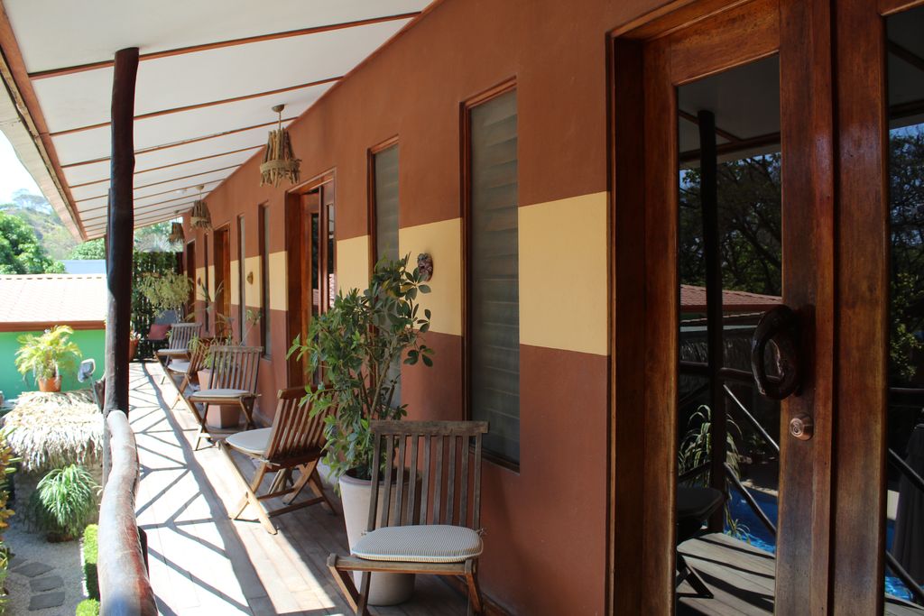 Second floor balcony at Hotel Las Palmas, business for sale at Samara Beach, Costa Rica