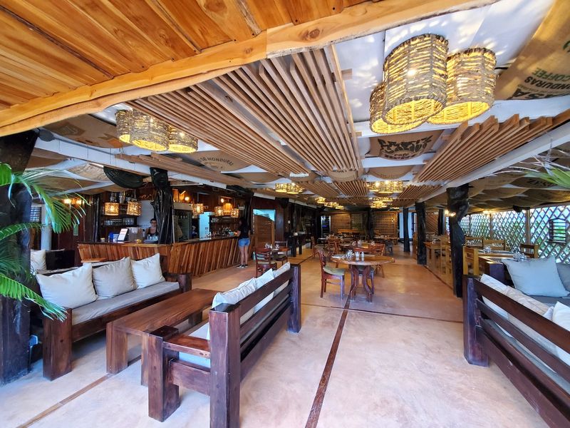 Original woven leaf lamps at Restaurant Gourmet Sol y Vino for sale at Samara, Costa Rica