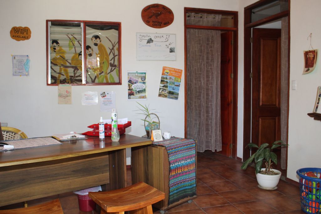 Main desk of Hotel Las Palmas, business for sale at Samara Beach, Costa Rica