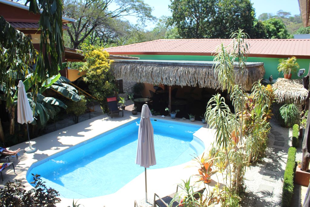 Aerial view of Hotel Las Palmas, business for sale at Samara Beach, Costa Rica