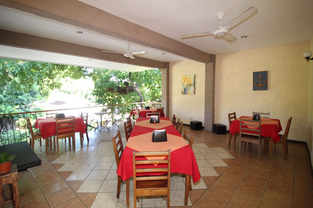 Outdoor view from Casa Emerald, Restaurant and Cabinas for sale at Samara Beach, Guanacaste, Costa rica