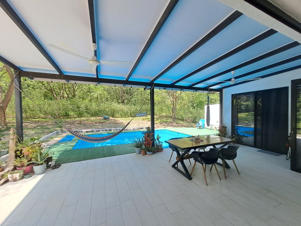 Covered terrace of Casa Jungla Tranquila, home for sale at Samara Beach, Guanacaste, Costa Rica